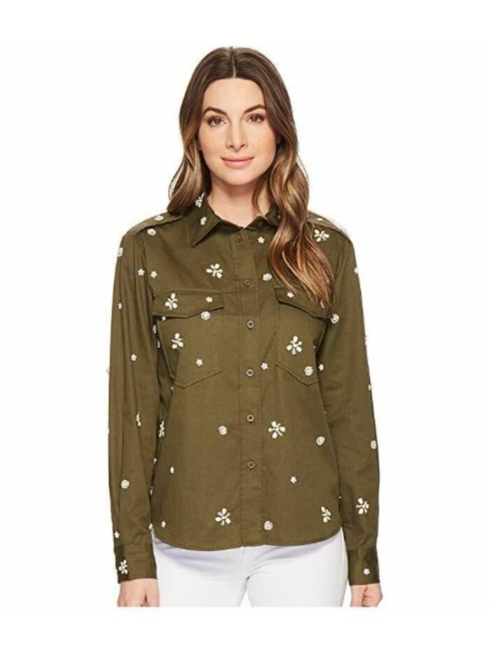 NEW Joie Women's XS Hayfa Long-Sleeve Shirt with Beaded Trim NWT $298